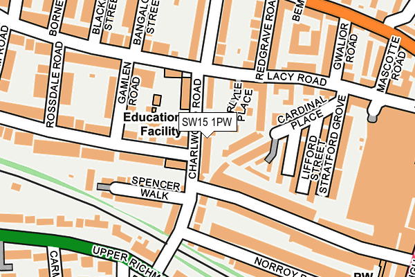 SW15 1PW map - OS OpenMap – Local (Ordnance Survey)