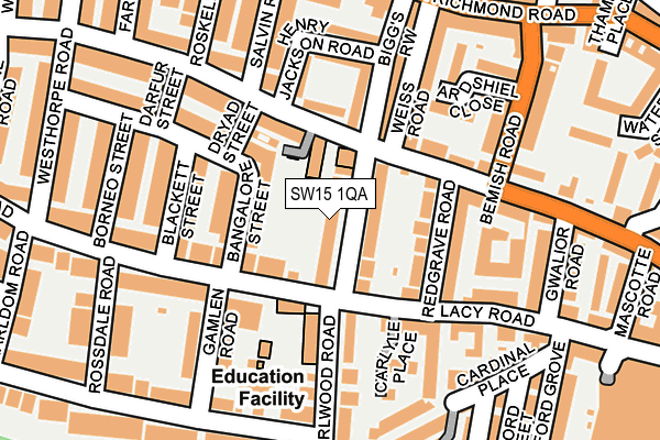 SW15 1QA map - OS OpenMap – Local (Ordnance Survey)