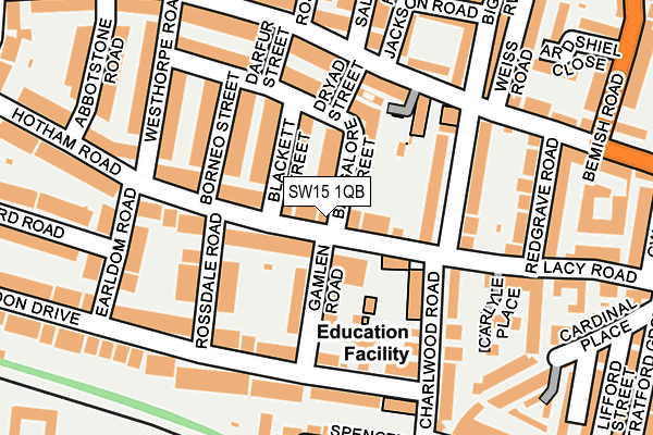 SW15 1QB map - OS OpenMap – Local (Ordnance Survey)