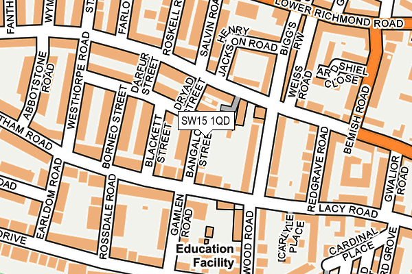 SW15 1QD map - OS OpenMap – Local (Ordnance Survey)