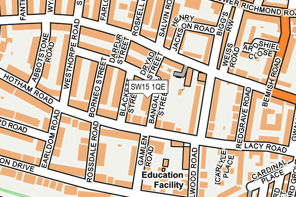 SW15 1QE map - OS OpenMap – Local (Ordnance Survey)