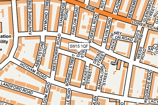 SW15 1QF map - OS OpenMap – Local (Ordnance Survey)