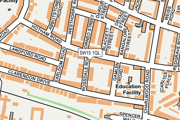 SW15 1QL map - OS OpenMap – Local (Ordnance Survey)