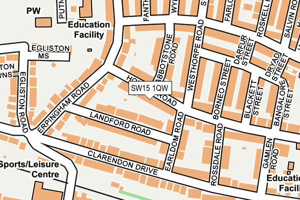 SW15 1QW map - OS OpenMap – Local (Ordnance Survey)