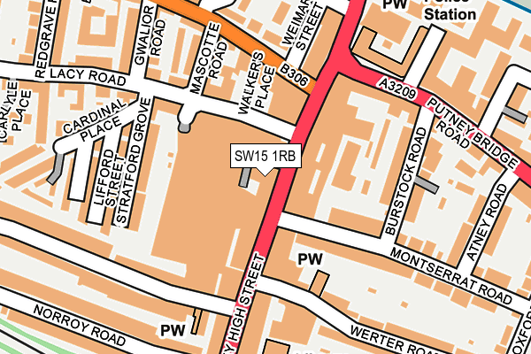 SW15 1RB map - OS OpenMap – Local (Ordnance Survey)