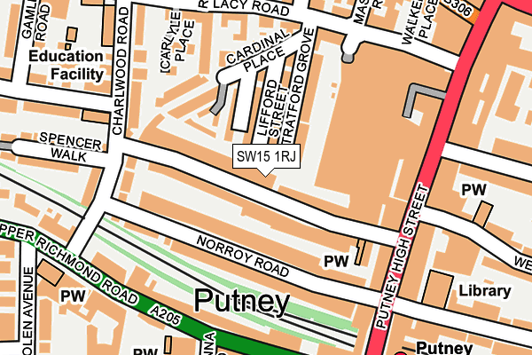 SW15 1RJ map - OS OpenMap – Local (Ordnance Survey)