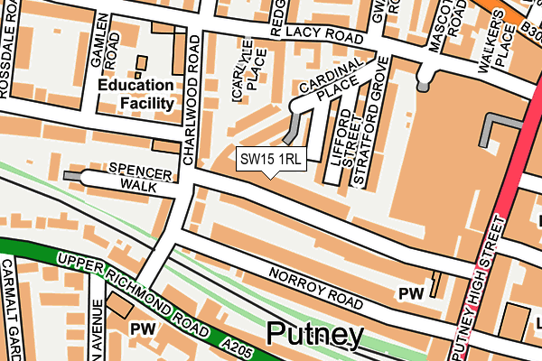 SW15 1RL map - OS OpenMap – Local (Ordnance Survey)