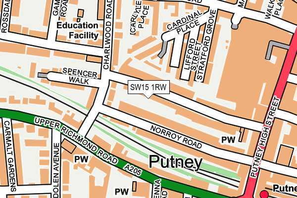 SW15 1RW map - OS OpenMap – Local (Ordnance Survey)