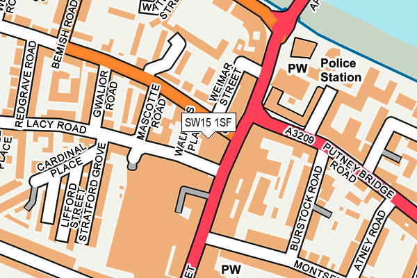 SW15 1SF map - OS OpenMap – Local (Ordnance Survey)