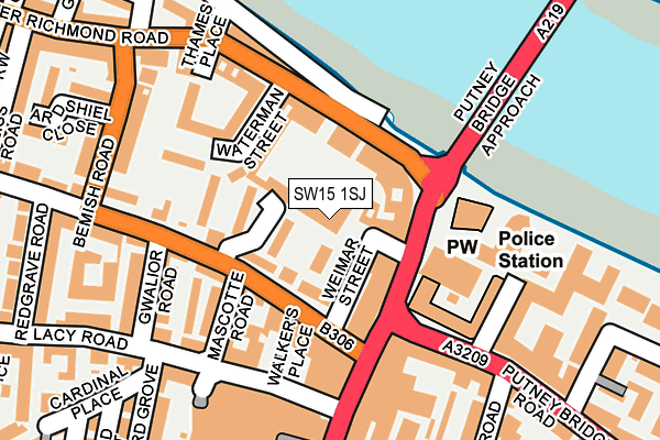 SW15 1SJ map - OS OpenMap – Local (Ordnance Survey)