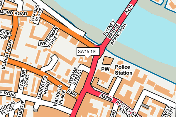 SW15 1SL map - OS OpenMap – Local (Ordnance Survey)