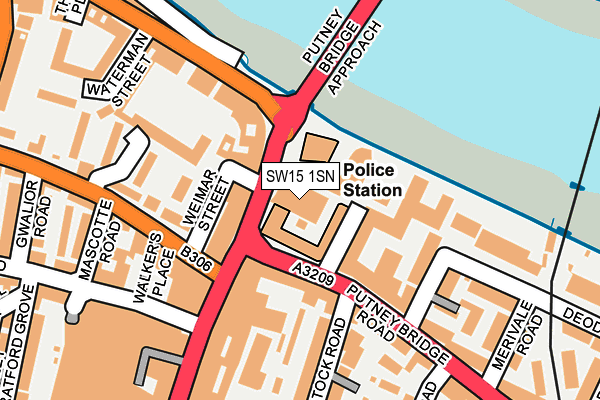 SW15 1SN map - OS OpenMap – Local (Ordnance Survey)