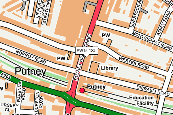 SW15 1SU map - OS OpenMap – Local (Ordnance Survey)