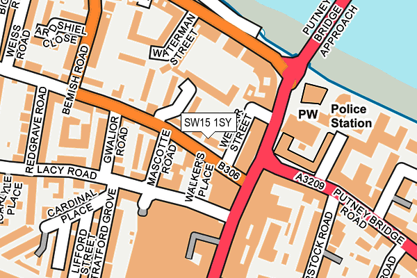 SW15 1SY map - OS OpenMap – Local (Ordnance Survey)