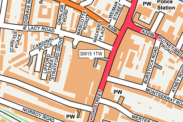 SW15 1TW map - OS OpenMap – Local (Ordnance Survey)