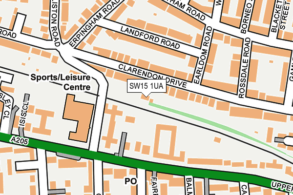 SW15 1UA map - OS OpenMap – Local (Ordnance Survey)