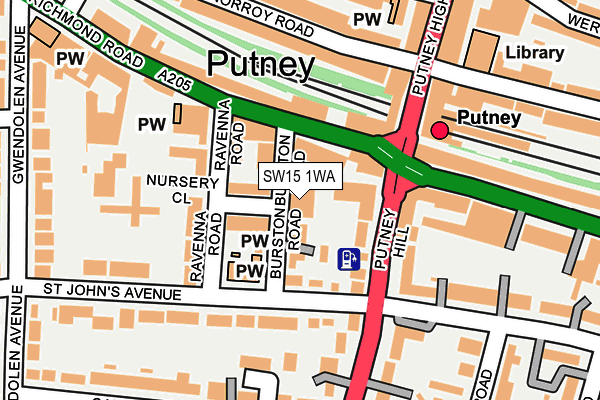 SW15 1WA map - OS OpenMap – Local (Ordnance Survey)