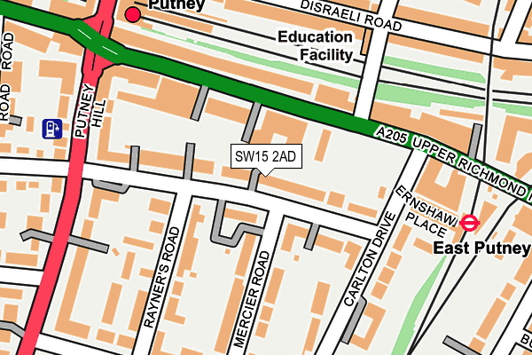 SW15 2AD map - OS OpenMap – Local (Ordnance Survey)