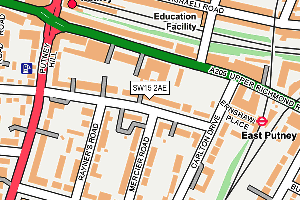 SW15 2AE map - OS OpenMap – Local (Ordnance Survey)