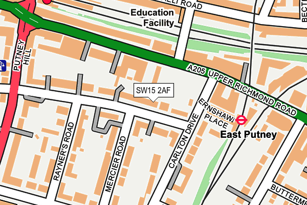 SW15 2AF map - OS OpenMap – Local (Ordnance Survey)