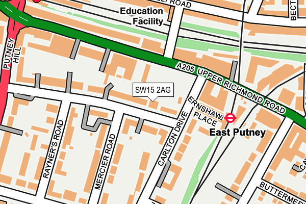 SW15 2AG map - OS OpenMap – Local (Ordnance Survey)