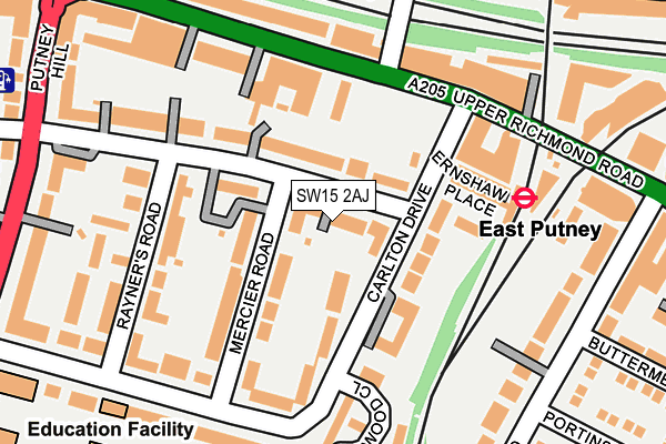 SW15 2AJ map - OS OpenMap – Local (Ordnance Survey)