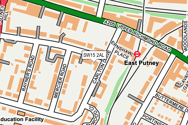 SW15 2AL map - OS OpenMap – Local (Ordnance Survey)