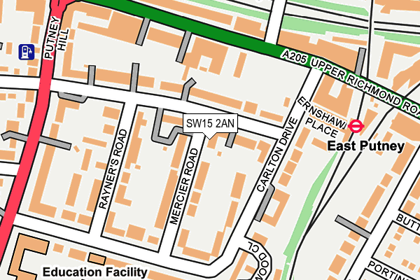 SW15 2AN map - OS OpenMap – Local (Ordnance Survey)