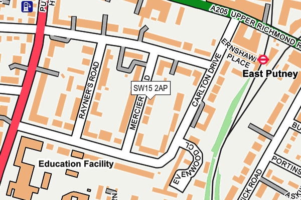 SW15 2AP map - OS OpenMap – Local (Ordnance Survey)