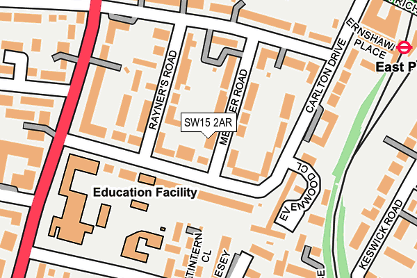 SW15 2AR map - OS OpenMap – Local (Ordnance Survey)