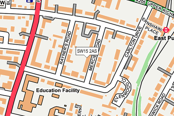 SW15 2AS map - OS OpenMap – Local (Ordnance Survey)