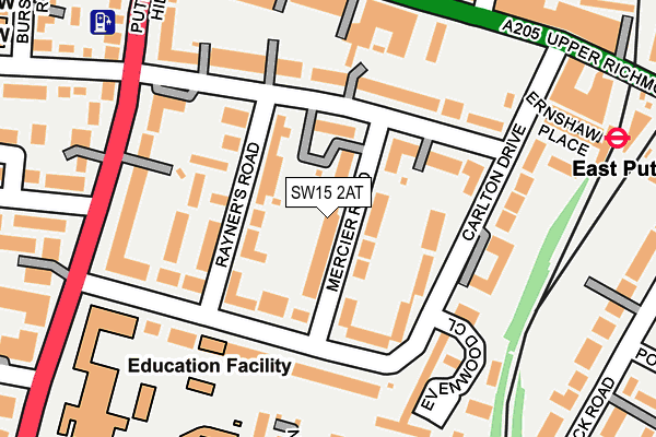 SW15 2AT map - OS OpenMap – Local (Ordnance Survey)