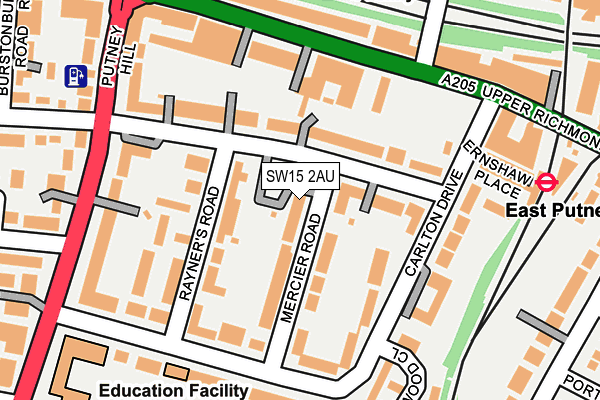 SW15 2AU map - OS OpenMap – Local (Ordnance Survey)