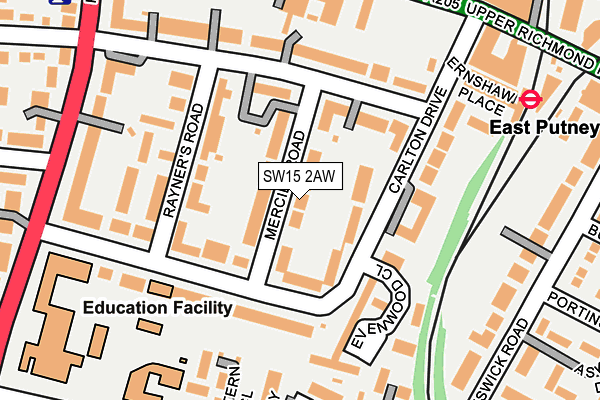 SW15 2AW map - OS OpenMap – Local (Ordnance Survey)