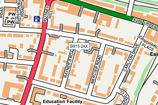 SW15 2AX map - OS OpenMap – Local (Ordnance Survey)