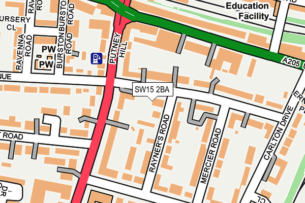 SW15 2BA map - OS OpenMap – Local (Ordnance Survey)