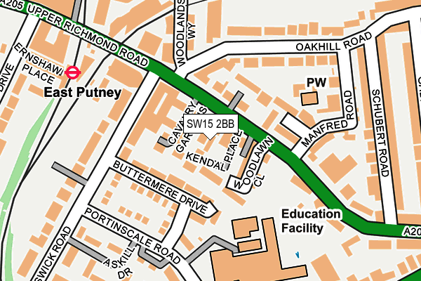 SW15 2BB map - OS OpenMap – Local (Ordnance Survey)