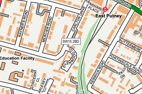 SW15 2BD map - OS OpenMap – Local (Ordnance Survey)