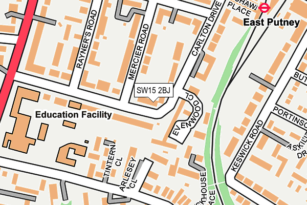 SW15 2BJ map - OS OpenMap – Local (Ordnance Survey)