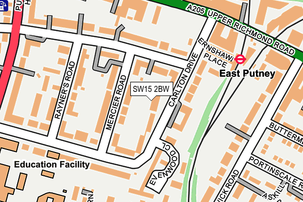 SW15 2BW map - OS OpenMap – Local (Ordnance Survey)