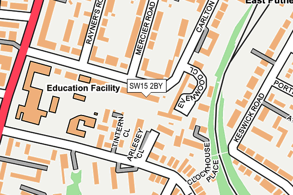 SW15 2BY map - OS OpenMap – Local (Ordnance Survey)