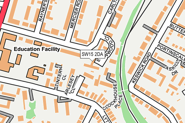 SW15 2DA map - OS OpenMap – Local (Ordnance Survey)