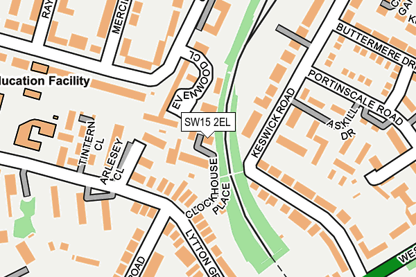 SW15 2EL map - OS OpenMap – Local (Ordnance Survey)