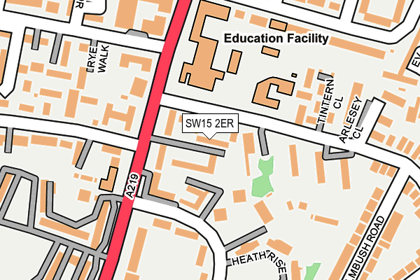 SW15 2ER map - OS OpenMap – Local (Ordnance Survey)