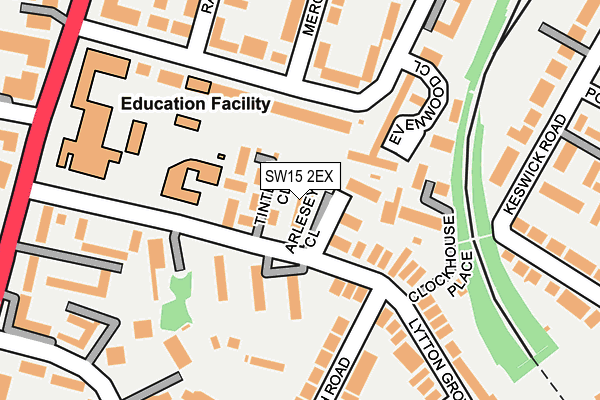 SW15 2EX map - OS OpenMap – Local (Ordnance Survey)