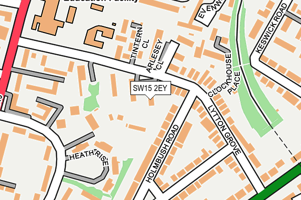 SW15 2EY map - OS OpenMap – Local (Ordnance Survey)