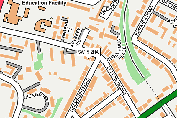 SW15 2HA map - OS OpenMap – Local (Ordnance Survey)