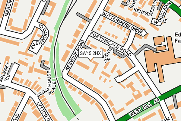 SW15 2HX map - OS OpenMap – Local (Ordnance Survey)