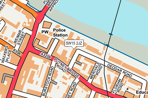 SW15 2JZ map - OS OpenMap – Local (Ordnance Survey)