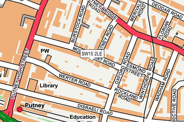 SW15 2LE map - OS OpenMap – Local (Ordnance Survey)